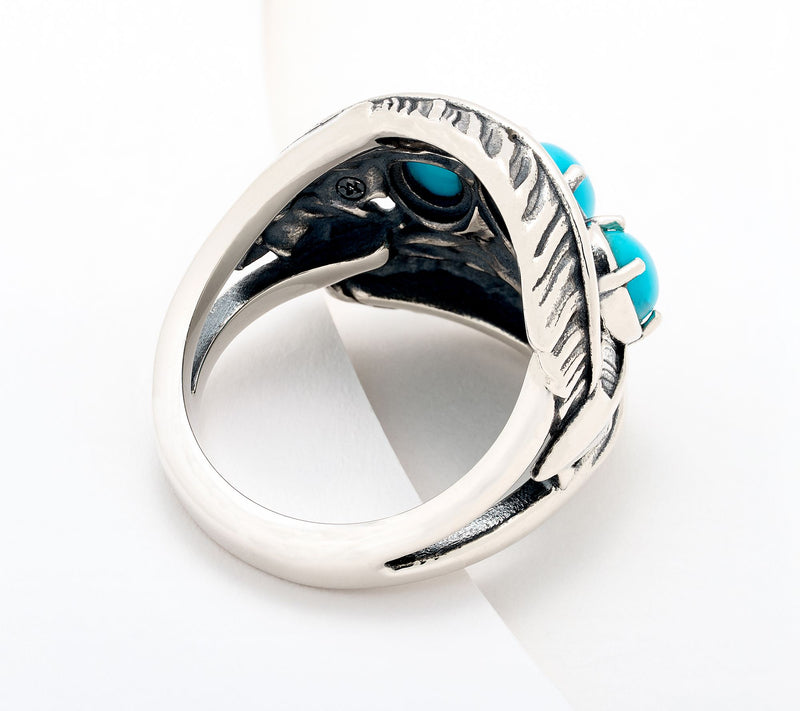 American West Sterling Silver & Turquoise Four Feather Ring — View 2