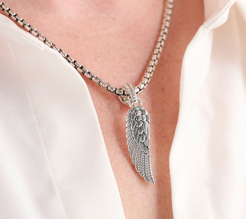 JAI Sterling Silver Carved Angel Wing Enhancer — View 4