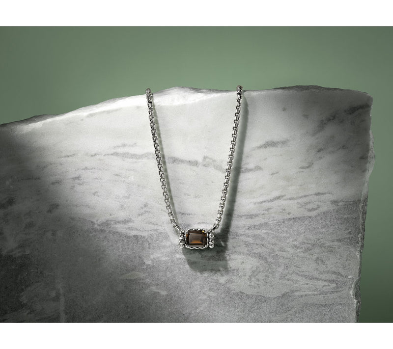 JAI Sterling Silver Emerald Cut 2.7mm Box Chain 16" Necklace — View 16