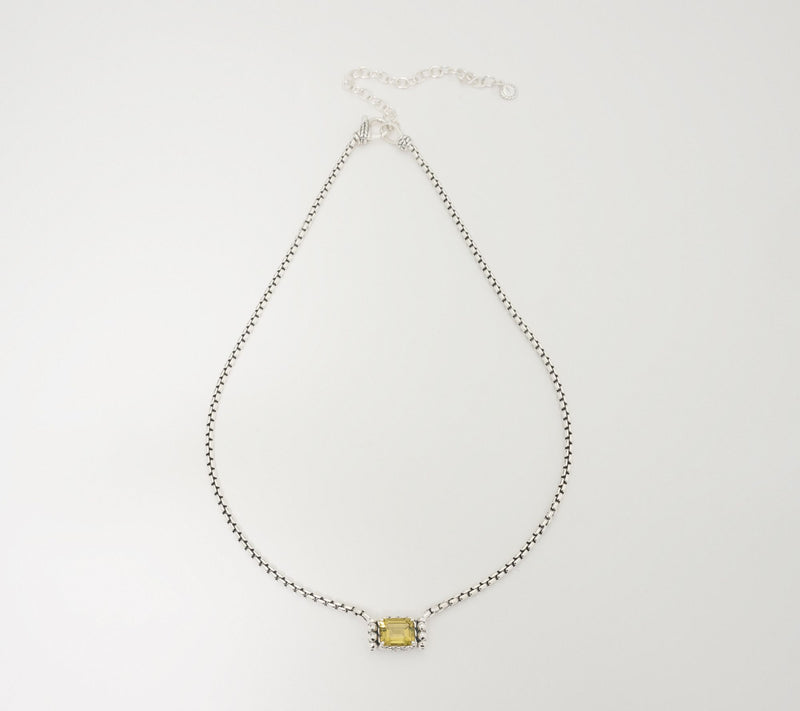 JAI Sterling Silver Emerald Cut 2.7mm Box Chain 16" Necklace — View 14