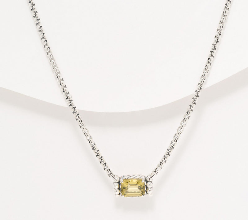 JAI Sterling Silver Emerald Cut 2.7mm Box Chain 16" Necklace — View 7