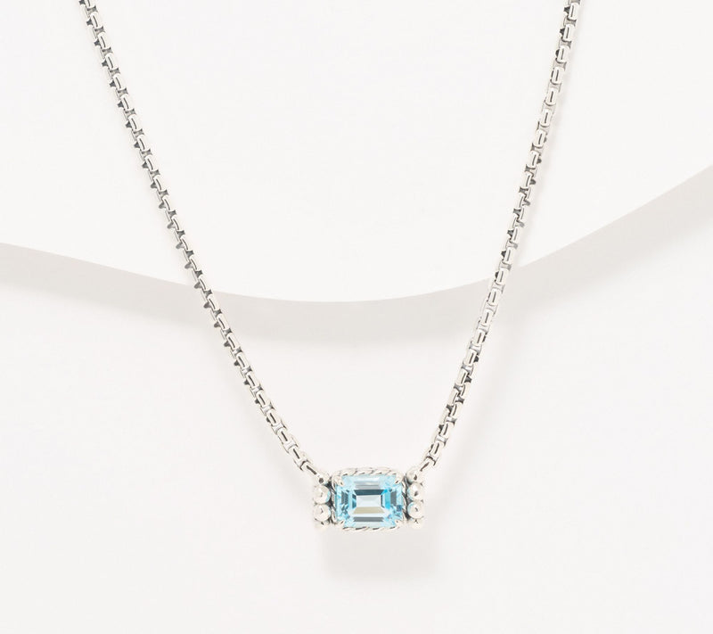 JAI Sterling Silver Emerald Cut 2.7mm Box Chain 16" Necklace — View 9