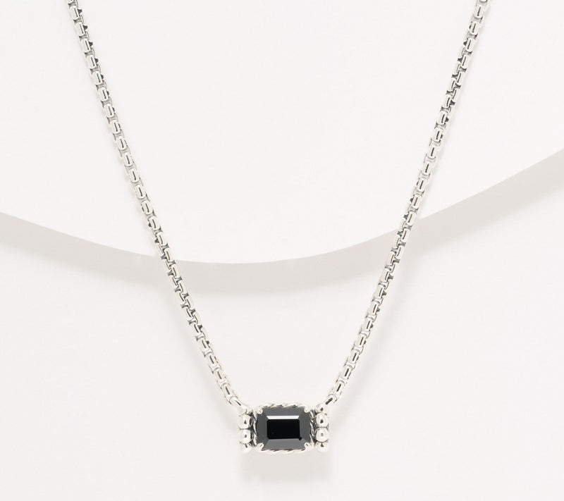 JAI Sterling Silver Emerald Cut 2.7mm Box Chain 16" Necklace — View 5