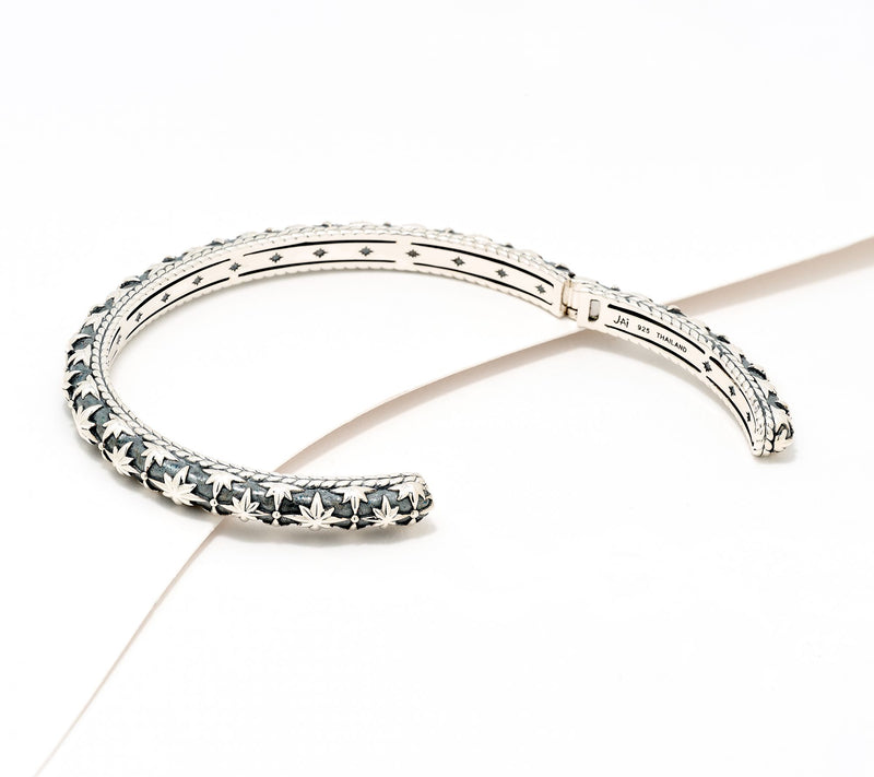 JAI Sterling Silver Symbols of Love Textured Cuff, 20.5g — View 2