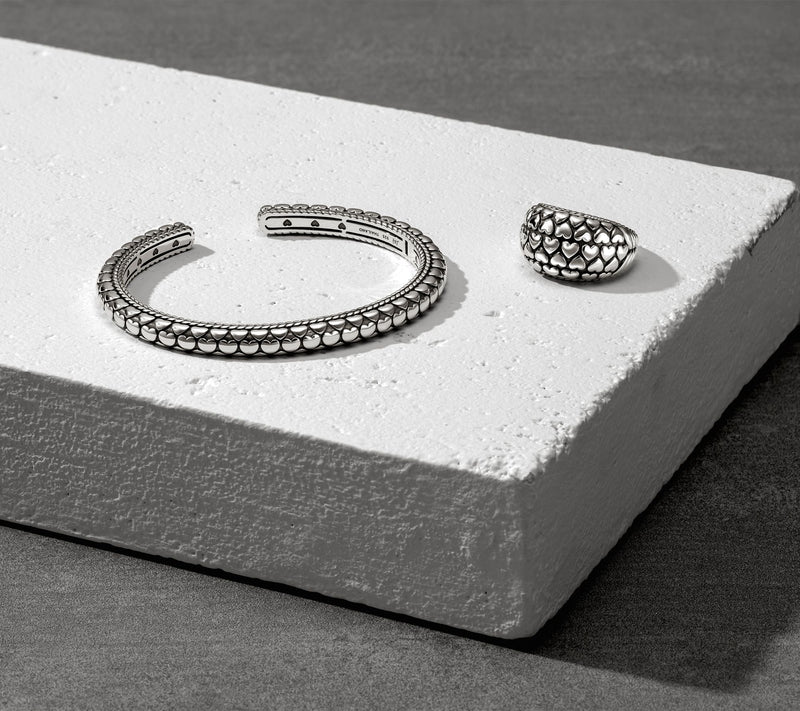 JAI Sterling Silver Symbols of Love Textured Dome Ring — View 6