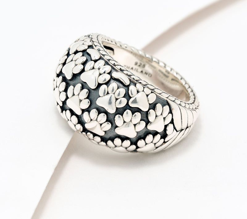 JAI Sterling Silver Symbols of Love Textured Dome Ring — Main view