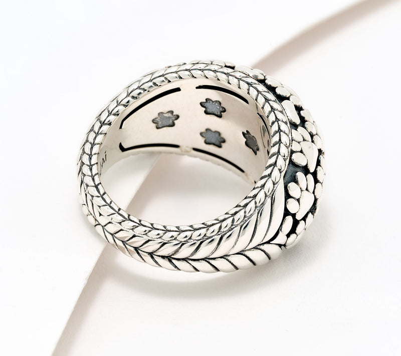 JAI Sterling Silver Symbols of Love Textured Dome Ring — View 2