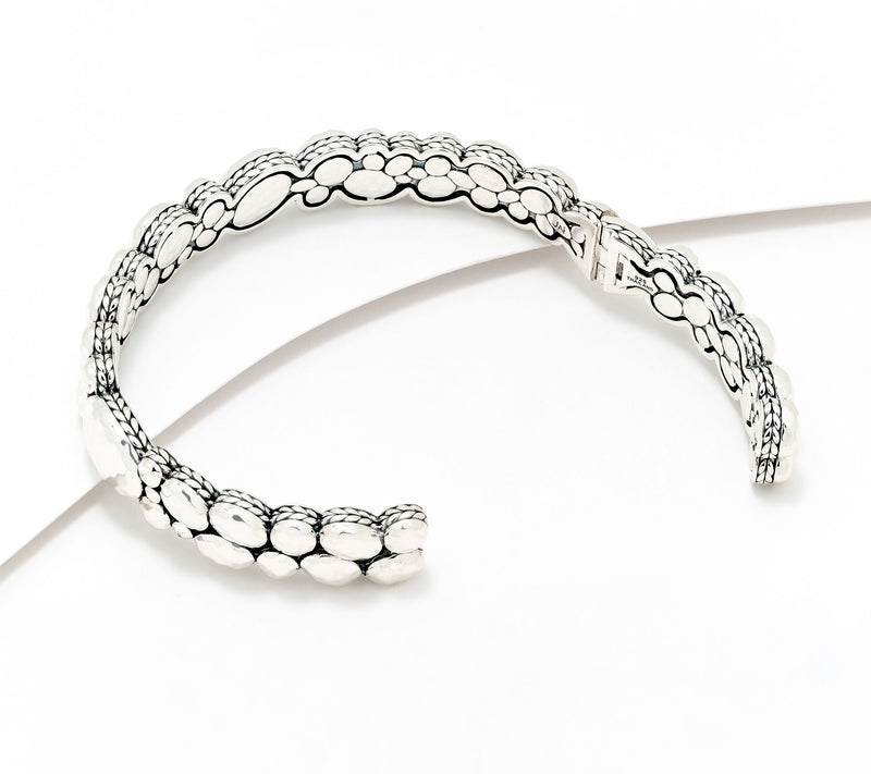 JAI Ireland Sterling Silver Hammered Cobblestone Cuff, 38.5g — View 2