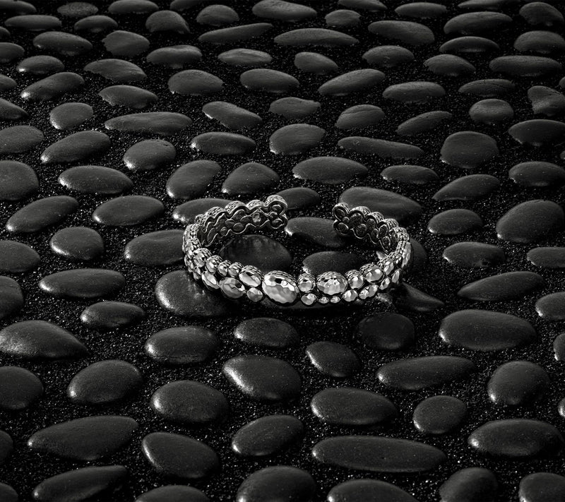 JAI Ireland Sterling Silver Hammered Cobblestone Cuff, 38.5g — View 4