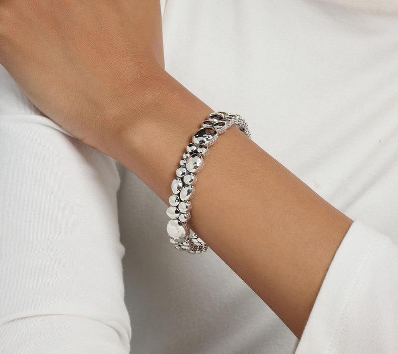 JAI Ireland Sterling Silver Hammered Cobblestone Cuff, 38.5g — View 6
