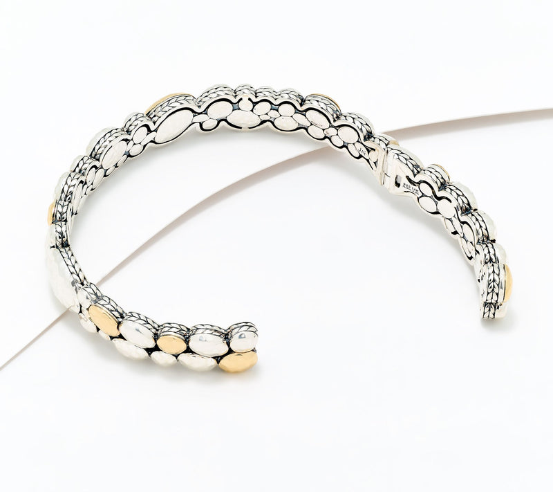 JAI Ireland Sterling Silver & 14K Hammered Cobblestone Cuff, 38.5g — View 2