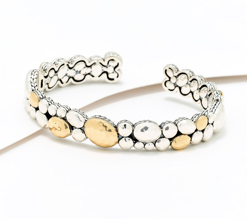 JAI Ireland Sterling Silver & 14K Hammered Cobblestone Cuff, 38.5g — Main view