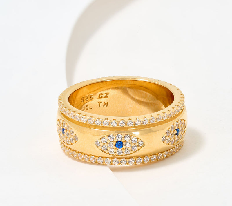Diamonique Evil Eye Spinner Band Ring, Sterling Silver — Main view