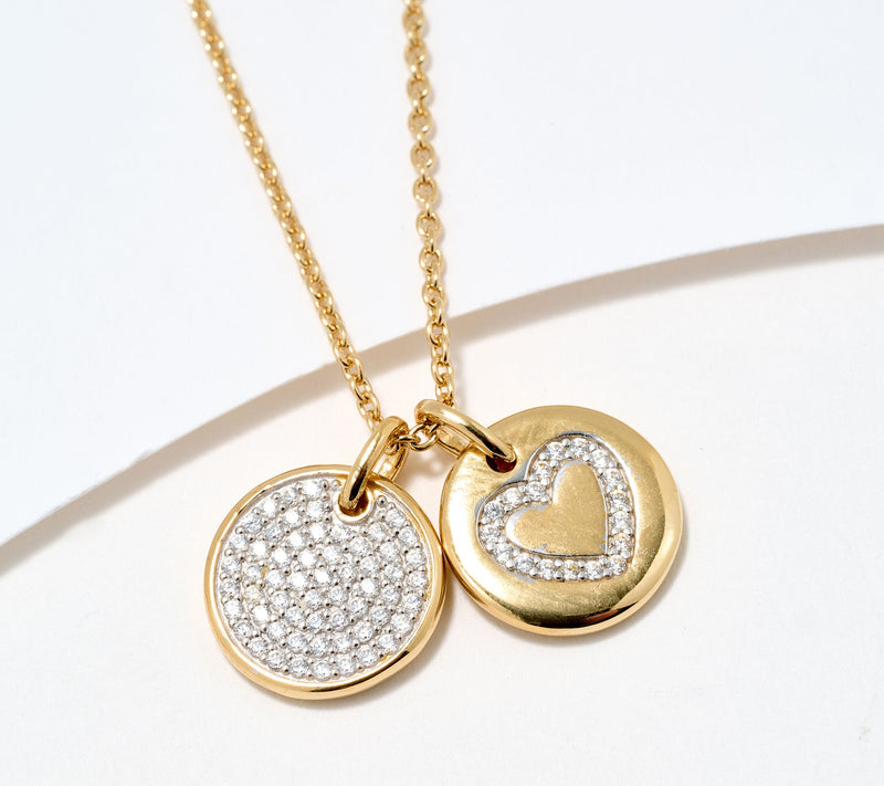 Diamonique Heart Charm Pendant Necklace, Sterling Silver — View 10