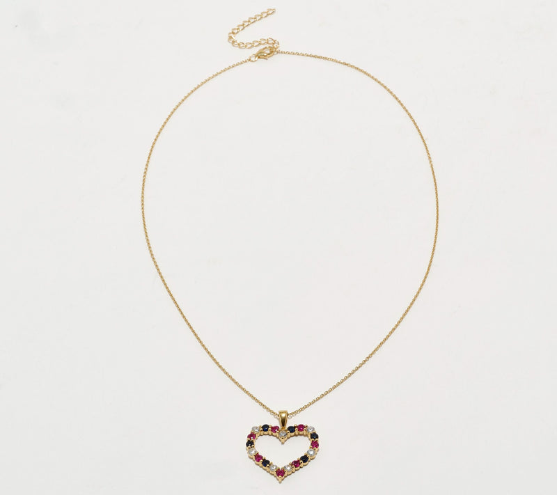 Diamonique Patriotic Open Heart Necklace, Sterling Silver — View 3