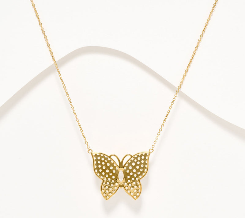 Diamonique x Jennifer Miller Pave Butterfly Necklace, Sterling Silver — View 3