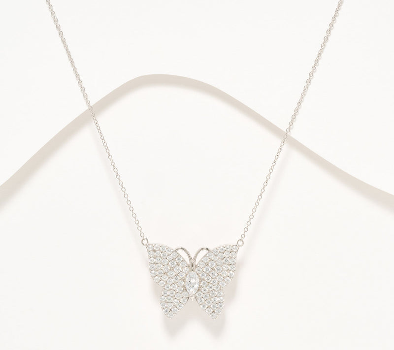 Diamonique x Jennifer Miller Pave Butterfly Necklace, Sterling Silver — View 8