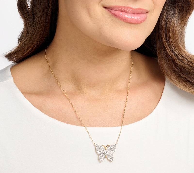 Diamonique x Jennifer Miller Pave Butterfly Necklace, Sterling Silver — View 5