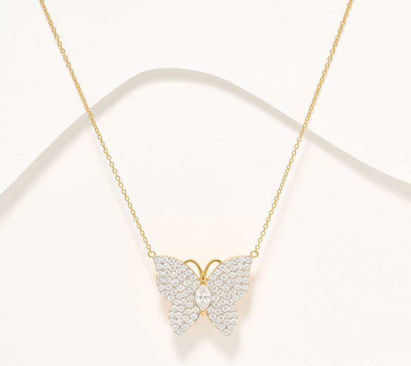 Diamonique x Jennifer Miller Pave Butterfly Necklace, Sterling Silver — View 9