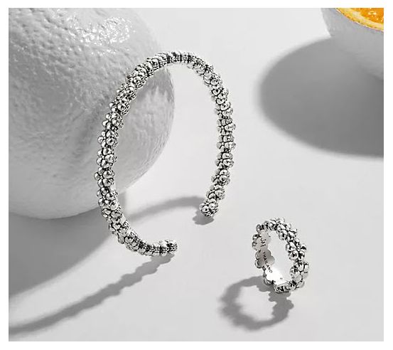 JAI Sterling Silver Symbols of Love Cuff, 20.5g — View 7