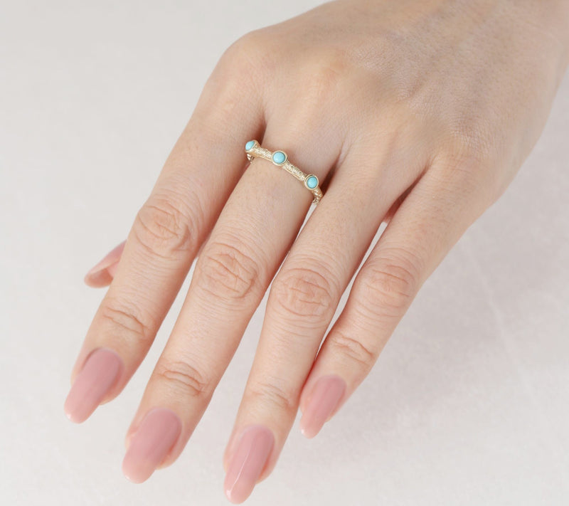 Ariva 18K Gold Clad Textured Turquoise Ring — View 5