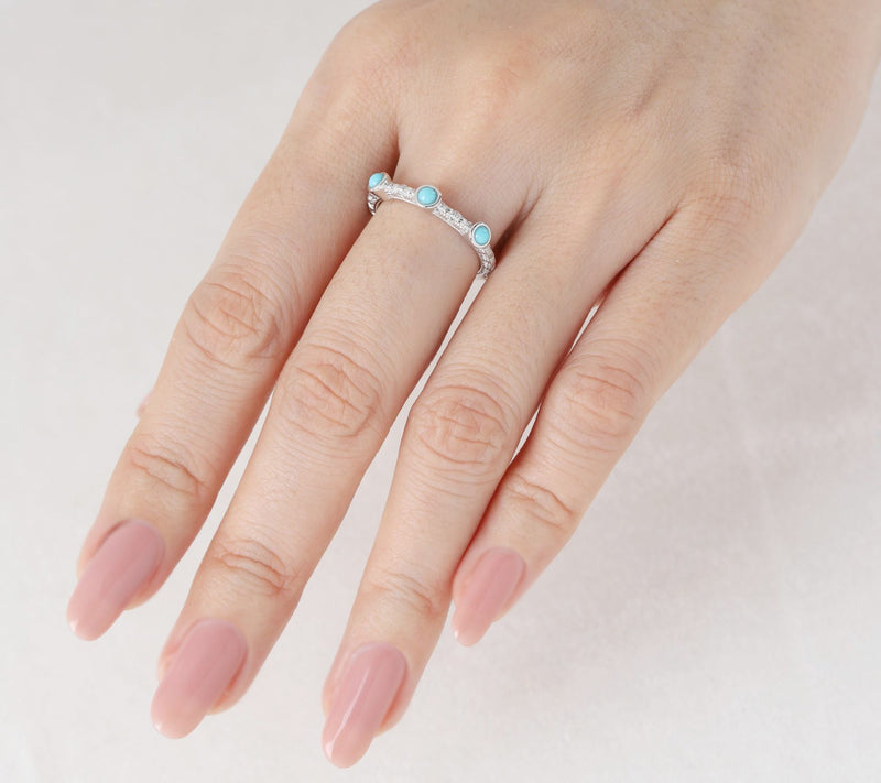 Ariva Sterling Silver Textured Turquoise Ring — View 5