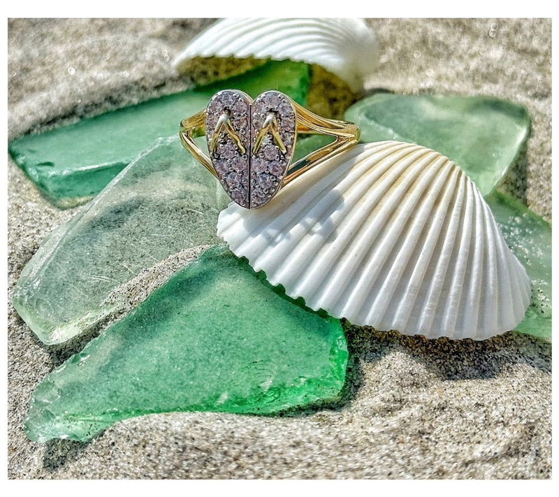 Goddaughters 14K Gold Clad White Topaz Flip Flop Ring — View 4