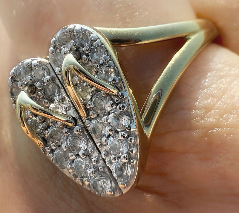 Goddaughters 14K Gold Clad White Topaz Flip Flop Ring — View 6
