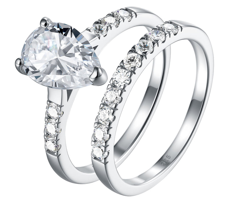 Diamonique 5.65 cttw Solitaire & Eternity RingSet, Sterling — View 2