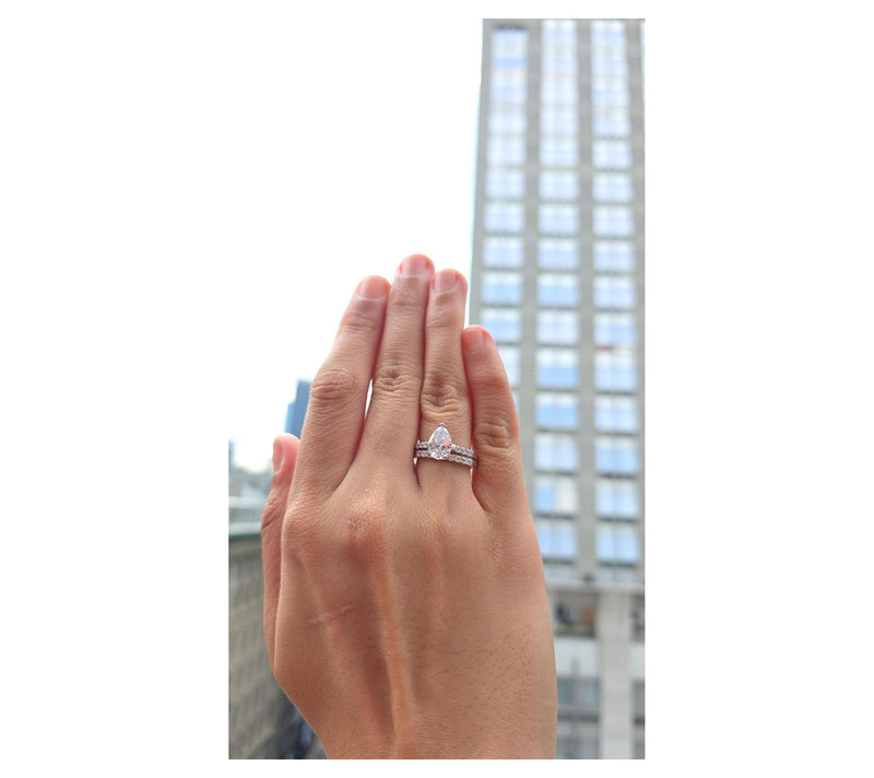Diamonique 5.65 cttw Solitaire & Eternity RingSet, Sterling — View 4