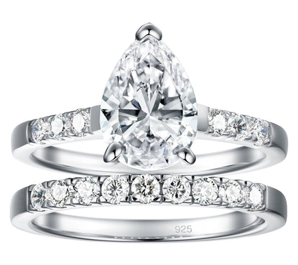 Diamonique 5.65 cttw Solitaire & Eternity RingSet, Sterling