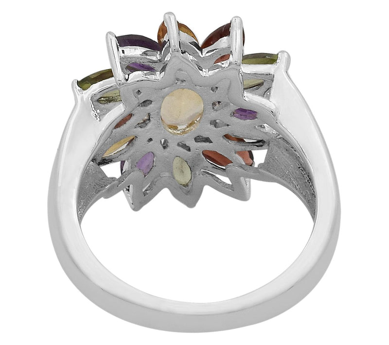 Affinity Gems Multi-Gemstones Cocktail Floral Ring, Sterling — View 3