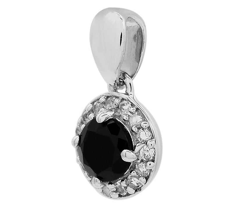Affinity Gems Black Spinel & Topaz Halo PendantSterling — View 2