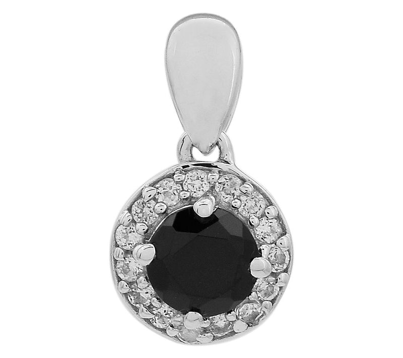 Affinity Gems Black Spinel & Topaz Halo PendantSterling — Main view