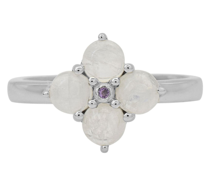 Affinity Gems Moonstone & Amethyst Ring, Sterling Silver — View 2