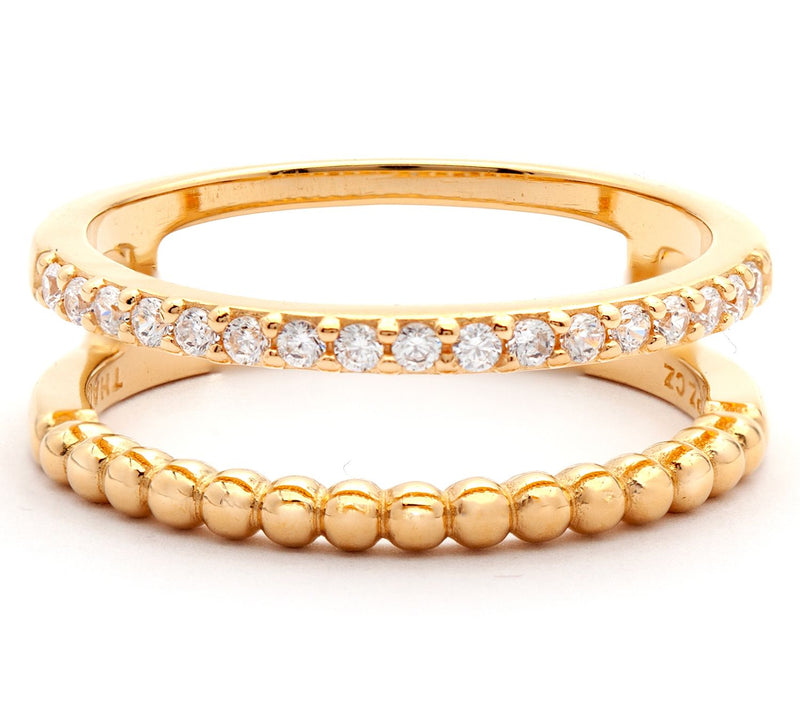 Diamonique Multi-Row Open Band Ring, 14K Gold Plated — View 3