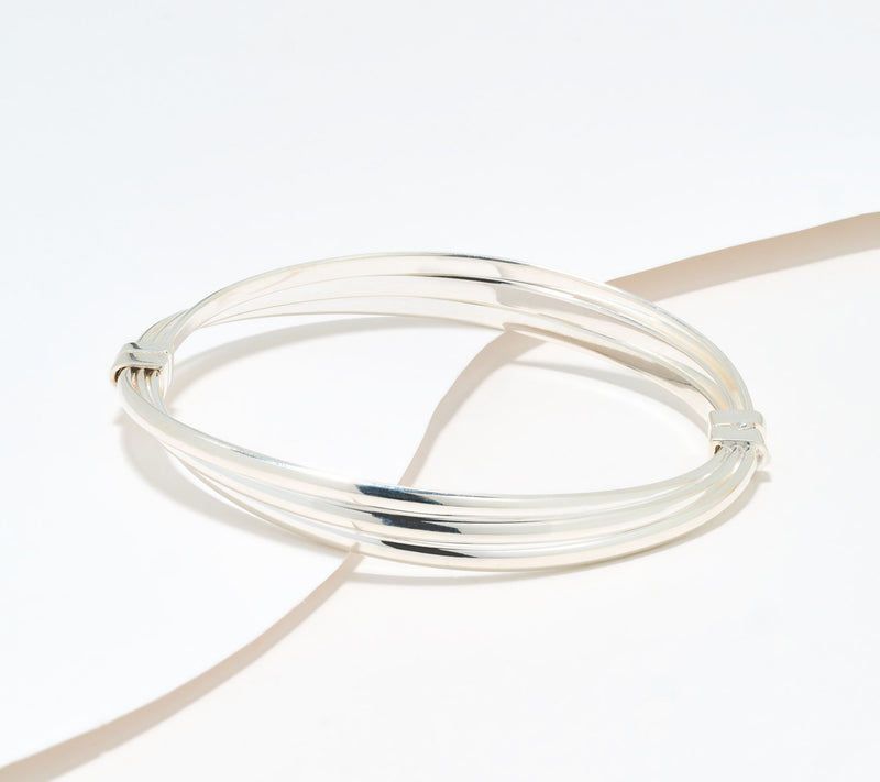 UltraFine 950 Silver Triple Layer Stacked Bangles — View 3