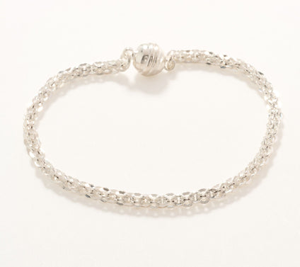 UltraFine 950 Silver Basket Rope Magnetic Clasp Bracelet