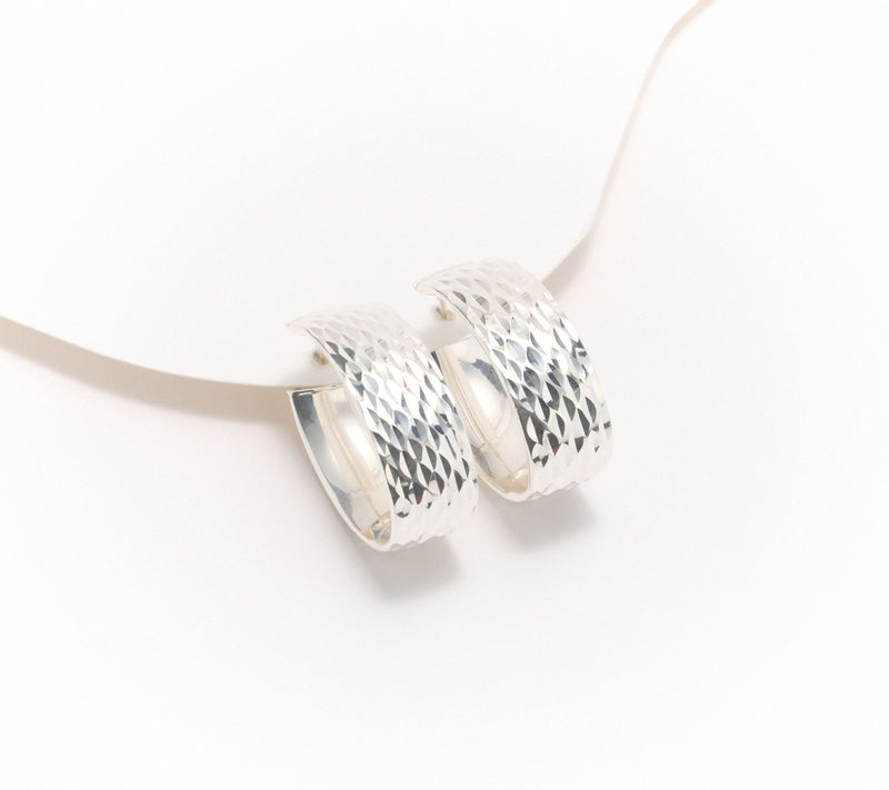 UltraFine 950 Silver Squared Oval 1" Hoop Earrings — Main view