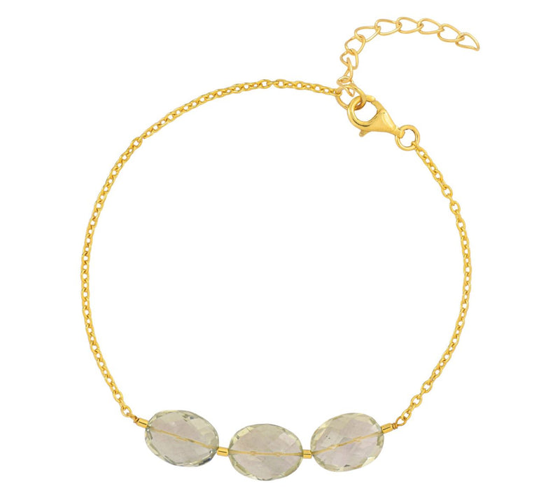 Affinity Gems Prasiolite Station Bracelet, 14KGold Plated — Main view