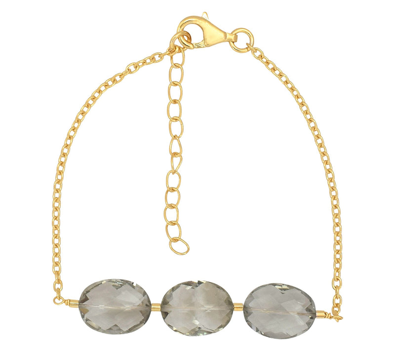 Affinity Gems Prasiolite Station Bracelet, 14KGold Plated — View 5