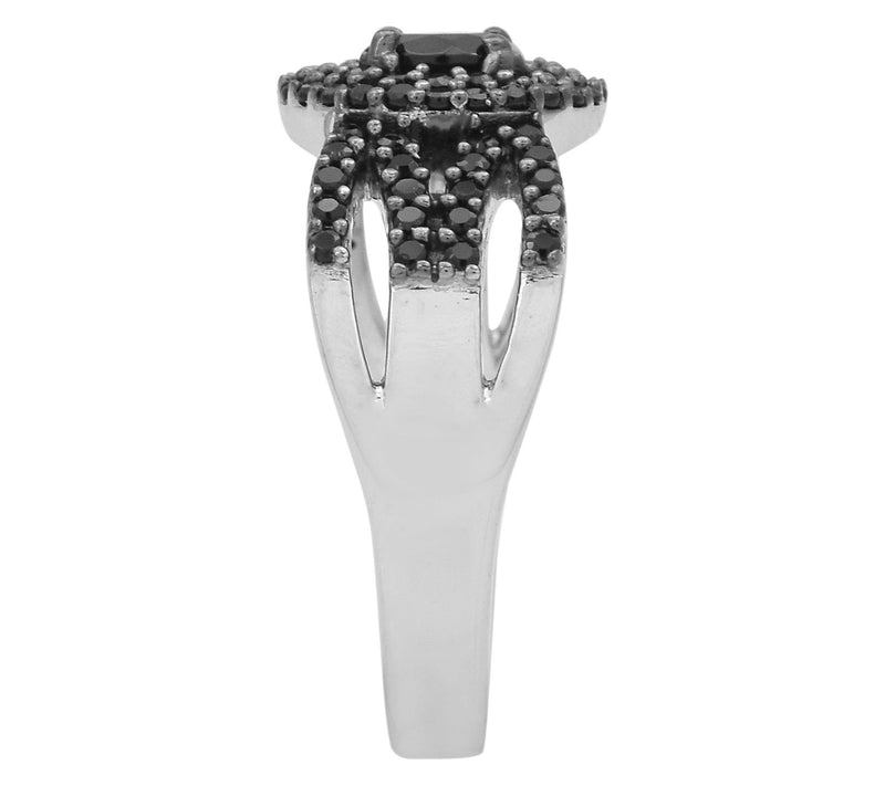 Affinity Gems Black Spinel Halo Ring, Sterling Silver — View 4