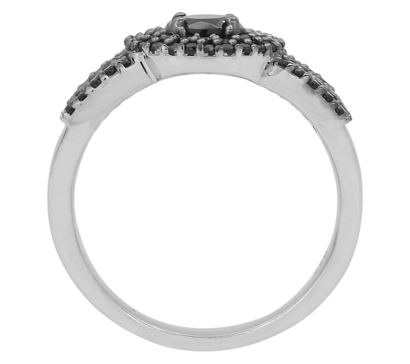 Affinity Gems Black Spinel Halo Ring, Sterling Silver — View 5