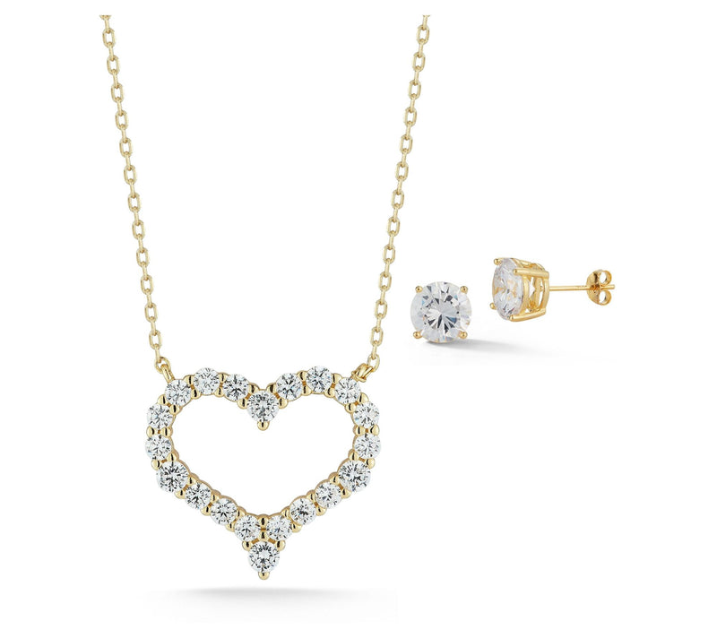 Sterlina Silver Open Heart Necklace & EarringsSet, Sterling — View 8