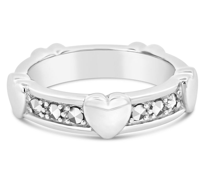 Dallas Prince Chrome Marcasite Unity Hearts Ring, Sterling — Main view