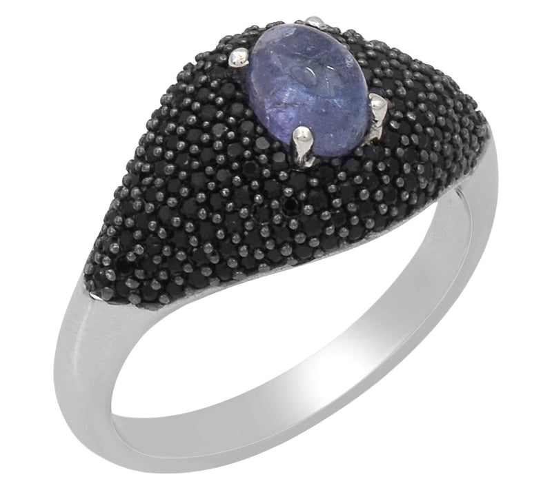 Affinity Gems Black Spinel & Tanzanite Ring, Sterling — View 8