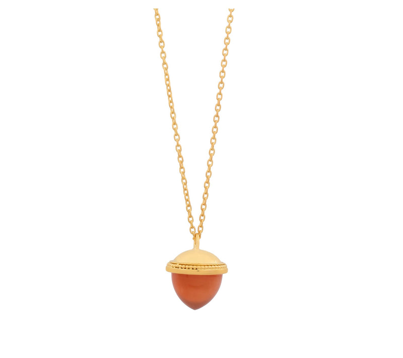 Affinity Gems Orange Chalcedony Pendant w/ Chain, 14K Plated — View 6