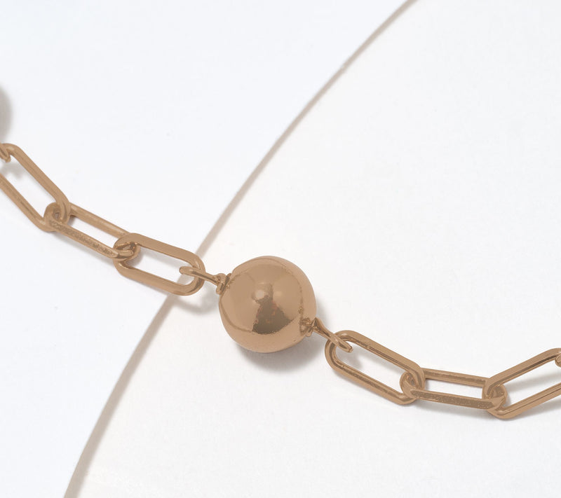 David Markstein Bronze 8mm Beaded Station 17+3" Paperclip Chain Necklace — View 20