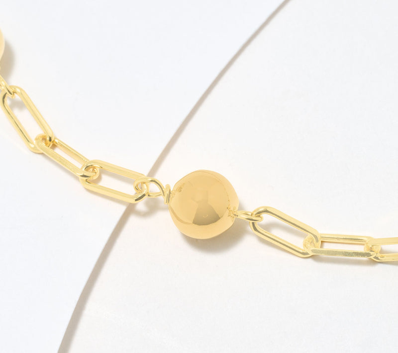 David Markstein Bronze 8mm Beaded Station 17+3" Paperclip Chain Necklace — View 13