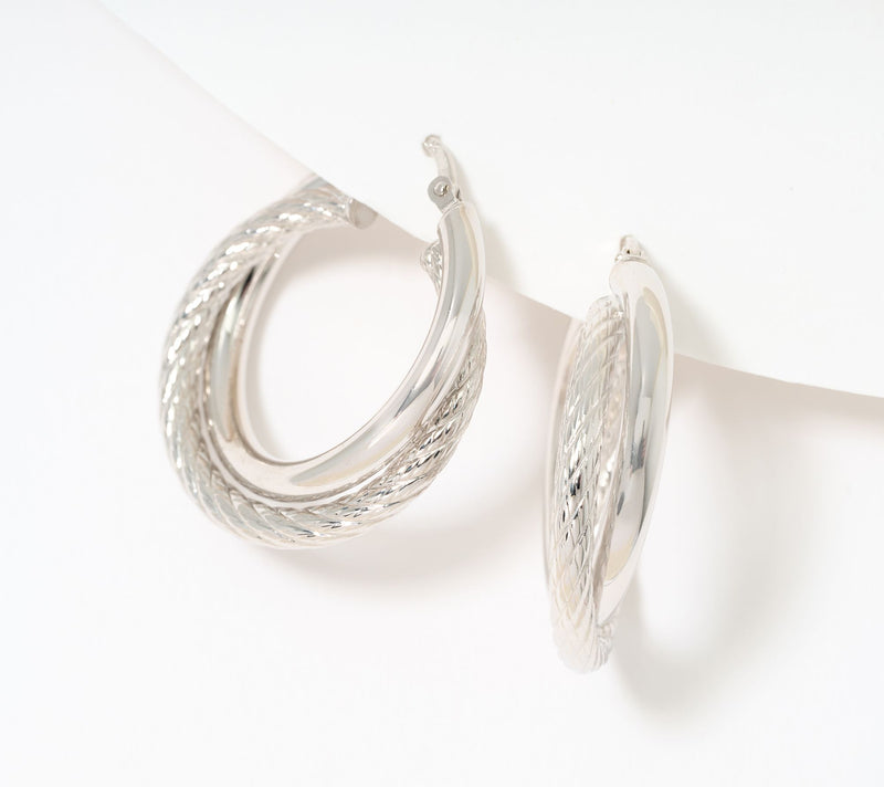 David Markstein Bronze Double Twist Ribbed & Polished 1" Hoops — View 10
